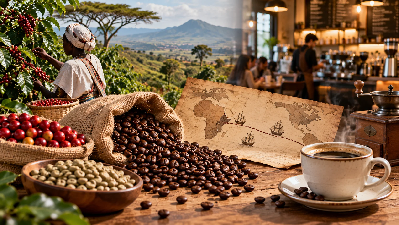 Historia del café: De Etiopía a las cafeterías
